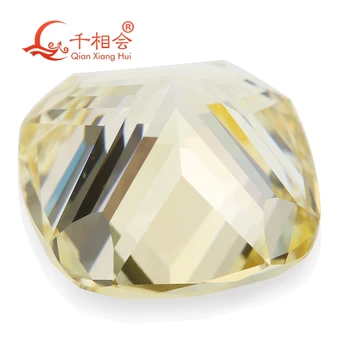 MN amarillento color blanco en forma de cojín para zirconia cúbico suelto CZ piedra hecha por Qianxiang Hui 10 piezas por bolsa