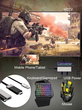 Mobile Gamepad Controlador de Ratón de Juego de Teclado Convertidor adaptador Bluetooth X9 Teléfono a la PC HDMI 4K@60hz expander para TV HDTV