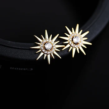 Moda Cubic Zirconia Estrella Aretes de Cristal Claro Pavimenta el Oro, la Plata de la galjanoplastia de Girasol Aretes Para Mujer Regalo de la Joyería de 2020