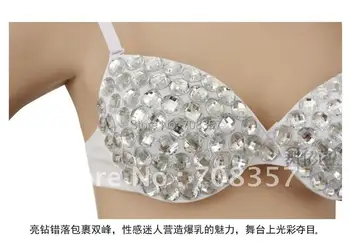 Moda hecha a Mano del Diamante Cantante Trajes de Plata Diamante Bra Accesorios Ropa interior Sexy Push up Bras