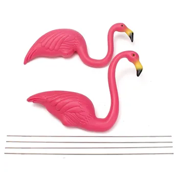 Moda Lindo 2PCS Flamencos rosas de Plástico de Jardín de Jardín de Césped Arte Adornos Retro a la Decoración del Hogar Manualidades Fiestas Regalos de Parte