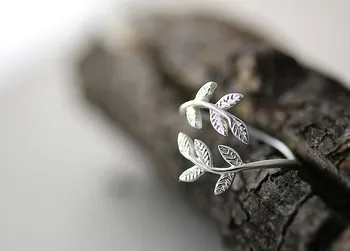 Moda puño de hojas de la rama anillo de oro plateado ajustable tamaño libre del anillo de las mujeres del regalo del anillo