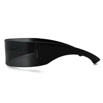 Moda Unisex Escudo Negro Gafas de sol Futuristas a prueba de viento Visera Gafas de Sol Para Hombres, Mujeres Tonos Gafas UV400 Caliente