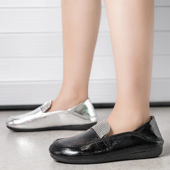 Moda, Zapatos Planos De las Mujeres de lujo de la marca de las Mujeres Mocasines de Cuero de la PU Zapatos de Mujer de Pisos de Gran Tamaño de la Zapatilla de Ballet clásico Mujer 35-43