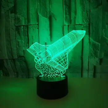 Modelo del cohete LED 3D Luz de la Noche 7 de Color Intermitente Remoto Táctil Usb de la Ilusión del estado de Ánimo del Bebé Sleeepping 3D de la Lámpara de la Decoración del Hogar