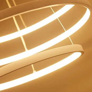 Moderno LED lámparas Colgantes para el salón comedor de oro blanco café negro Círculo Anillos cuerpo de aluminio accesorios de la Lámpara de la casa de la lámpara