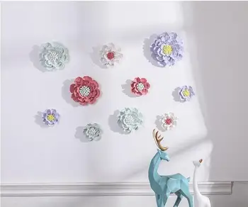 Moderno Minimalista de Cerámica Flores Mural Manualidades Decoración en 3D en Tres dimensiones Pegatinas de Pared Creativos de la Pared Colgante de Adorno