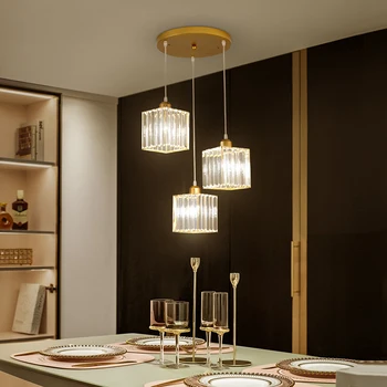Moderno Nórdicos de Cristal Colgante de las Luces Led de la Vendimia Creativo de Oro Hanglamp para el Restaurante Salón Dormitorio Deco Maison Lustres