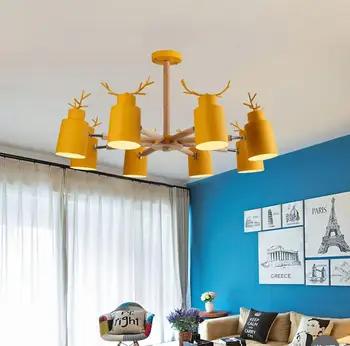 Moderno Nórdicos LED Lámparas de Asta de Madera de los Ciervos en Forma de Araña para la Sala de estar Dormitorio Cocina Restaurante Luces Accesorios