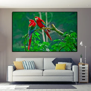 Moderno Paisaje Pintura en tela, Coloridas Aves Animales Parrot Arte de Pared de Afiches Impresiones para la Sala de estar Decoración del Hogar sin enmarcar