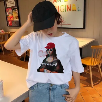 Mona Lisa Camiseta hip hop camiseta de las mujeres femeninas divertido superior de camisetas t-shirt harajuku 90 Streetwear Casual nuevos Impresos de corea