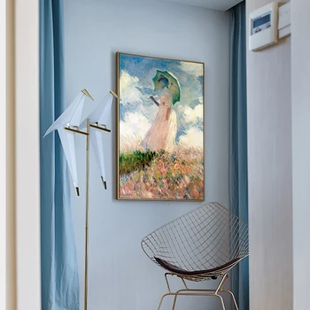 Monet Mujer con Sombrilla Lienzo Pinturas de Carteles y Grabados de la Pared del Arte de la Imagen para la Sala de estar Decoración del Hogar