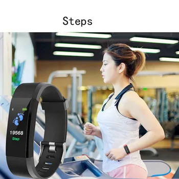 Monitorización del ritmo cardíaco Bluetooth smart pulsera ID115HR Más inteligente de pulsera de fitness tracker de carga USB para xiaomi IOS Android