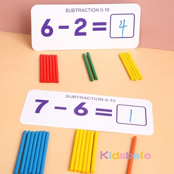 Montessori, Juguetes Para Los Niños De Las Matemáticas A Los Niños A Principios De Los Juguetes Educativos De Conteo De Madera De La Etiqueta Engomada De Niños Número De Cognición Regalo De Cumpleaños