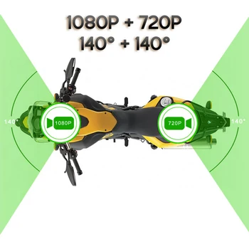 Motocicleta DVR Dash Cam WiFi 1080P FHD Frontal Vista Posterior de Cuerpo Completo Impermeable Motocicleta de la Cámara del Grabador de GPS Cuadro