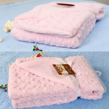 MOTOHOOD Rosa de Terciopelo Bebé Manta de Bebé Envolver Envoltura de Pañales Caliente del Invierno de la Marca de ropa de Cama Suave de Bebé Crochet una Manta 76*102cm