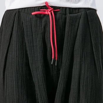 MRDONOO 2018 Primavera Nueva ropa de cama de Algodón Longitud de la Pantorrilla Pantalones de Harén Pantalones de estilo Chino Tradicional de Lino bordado Pantalones B375-K63