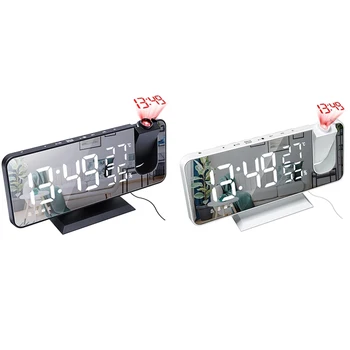 Mrosaa LED Digital Reloj de Alarma el Reloj de la Tabla de Electrónica de Escritorio Relojes USB despertador de Radio FM Tiempo Proyector Función de Repetición de alarma de 3 Colores