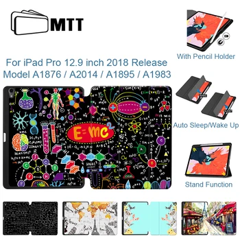 MTT 2018 caja de la Tableta Para el iPad Pro de 12,9 pulgadas de 3ª Generación Con soporte de Lápiz de Cuero de la PU Flip Stand de la Cubierta Protectora Funda A1983 A1895