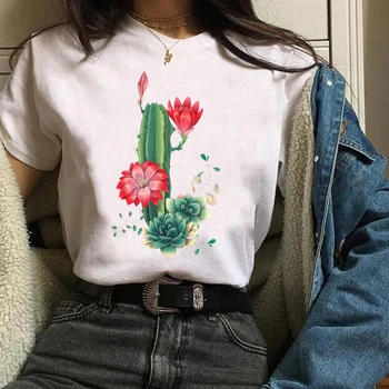 Mujeres Señora Tees Gráfico De Impresión De Dibujos Animados De La Planta De La Flor De Cactus Ropa Ropa Tops Ropa Mujer Camiseta Para Mujer T-Shirt