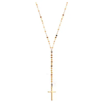 Multi-capa de Acero Inoxidable Gargantilla Collar Para Mujer Chica Joyería Religiosa de Lentejuelas Cruz Colgante de Collar