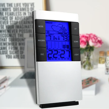 Multifunción Pronóstico del Tiempo de la Pantalla del Termómetro Higrómetro Reloj del Calendario Retroiluminación de la pantalla LCD Digital de Alarma del Reloj de la Decoración del Hogar