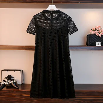 Más el tamaño de ropa para las mujeres vestido de verano de 2020 de la moda dulce encantadora kawaii hueco fuera de la cuadrícula de cuadros negro mini vestidos