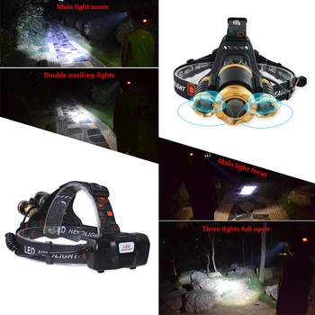 Más Potente proyector de LED con Sensor de INFRARROJOS Inducción T6 LED Faro Usb de la Cabeza de la Lámpara L2 Cabezal del Zoom de la Luz 18650 Recargable de la Antorcha de la Cabeza