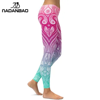 NADANBAO Nuevo Diseño De 2021, Polainas de las Mujeres Mandala de la Flor de Impresión Digital Legging de Fitness Leggins Elásticos de Entrenamiento Más el Tamaño de los Pantalones