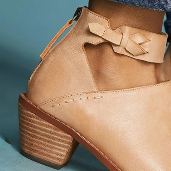 NAN DCI MONTAÑA 2018 Zapatos de la Mujer Nueva de la Primavera Y el Otoño de la Moda de Punta del Tobillo de Cuero con Cremallera Plana de las Botas de las Mujeres Más el Tamaño de 35-43