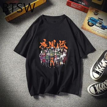 Naruto Shippuden Elenco Grupo de Mujeres Nuevo Harajuku Gráfico Camiseta Unisex camiseta de los Hombres/de las mujeres del Hip Hop Camiseta Gráfico Superior Tee Mujer