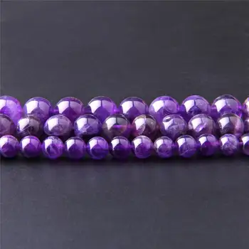 Natural de Amatistas Cuentas de Piedra de Cuarzo Púrpura Espaciador Perlas Para la Joyería DIY Collar Pulsera /6/8/10/12 mm Hebra de 15