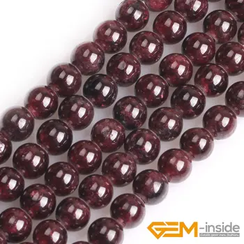 Natural de color Rojo Oscuro, Granate 1.5 mm-2mm Gran Agujero de Bolas Para la Fabricación de Joyas Hebra de 15 pulgadas DIY Pulsera del Collar de la Joyería de Perlas Sueltas