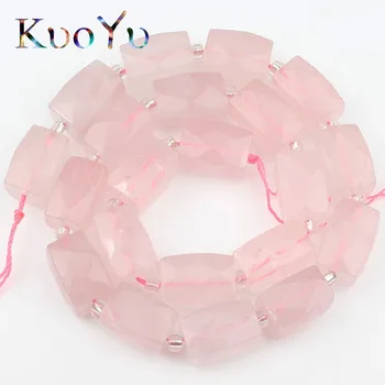 Natural de Gemas Facetadas de color Rosa de Cristal de Cuarzo Bolas de Columna Suelta Espaciador Perlas Para la Joyería Diy Colgante Pulsera 11x16mm de 15