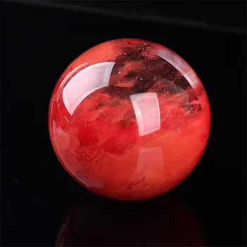 Natural De La Bola De Cristal De Roca De Cuarzo De Fusión De Piedra Roja Fengshui Bola De Energía De Sanación Reiki Decoración
