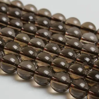 Natural de la Ronda de Humo de Cuarzo AA-AAA Cristal de piedras preciosas Sueltas Perlas 6 8 10 12 14 16 mm Para el Collar de la Pulsera de DIY de la Joyería