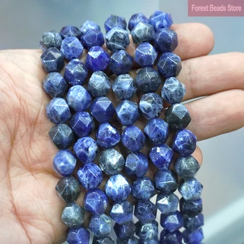 Natural de Piedra Facetada Azul Oscuro Sodalita Suelto Espaciadores de Perlas de BRICOLAJE Pulsera Accessories15