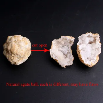 Natural de Ágata Geode Esfera de Huevo con la Caja de Cristal de Clúster de Crudo de Piedra de Mineral de la Muestra Áspera Irregular Decorativos de Regalo de la Curación