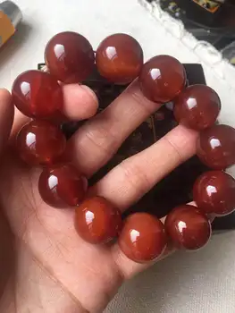 Natural de ágata roja pulsera brazalete de las mujeres de los hombres de la jadeíta del jade pulsera de jade de la joyería de 16mm