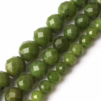 Natural Facetas Verde Canadiense Jades de Piedra de la Gema de la Ronda Suelta Perlas para la Joyería de Bricolaje Pulsera Collar de 15