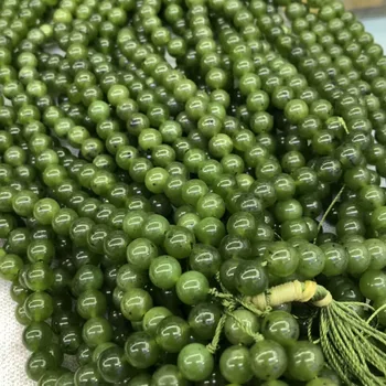 Natural Genuino Verde Canadá Jades Ronda de Piedra Suelta Perlas de 6/8/10/12mm Ajuste de la Joyería de BRICOLAJE Collares Poder Curativo de la Energía de la Pulsera