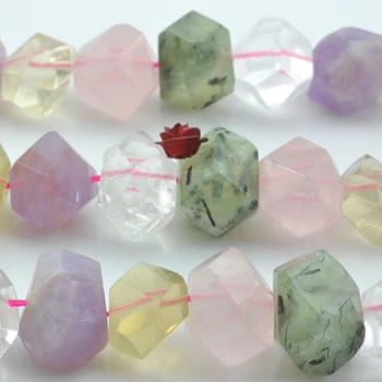 Natural Lapislázuli, Amatista Cuarzo Rosa 9-13x13-16mm de piedras preciosas Perlas Facetadas irregular para la Fabricación de la Joyería collar de 15inch