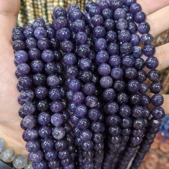 Natural lepidolite púrpura ronda perlas de piedra talón suave encanto de la piedra preciosa De la Joyería de BRICOLAJE de las mujeres de la Pulsera del collar de la