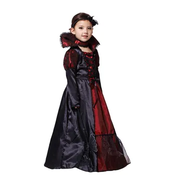 Negro gótico anime vampiro vestido de traje para niños Disfraces de Halloween trajes de carnaval para niños Parte de Cosplay de las niñas de la bruja