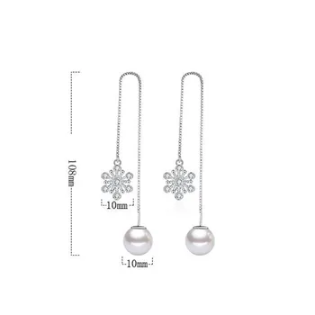 NEHZY de la plata esterlina 925 de joyería de alta calidad de la moda de mujer de copo de nieve de circonita perla de larga borla pendientes