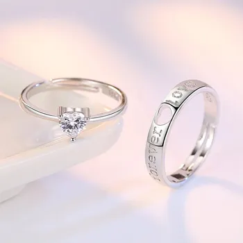 NEHZY de la plata esterlina 925 joyería de la moda de par anillo de compromiso de la boda regalo de aniversario mujer-hombre en forma de corazón abierto anillo
