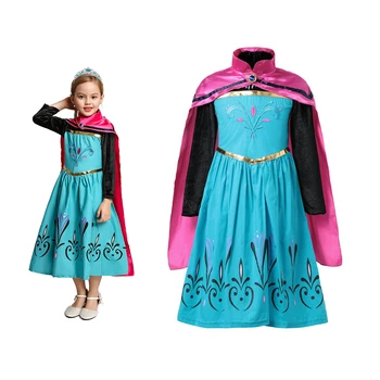 Niña Vestido de Verano de Anna y Elsa Traje de Cosplay Kids Halloween, Fiesta de disfraces, Anna Elsa Niñas de la Princesa Juego de Rol vestimentas de color