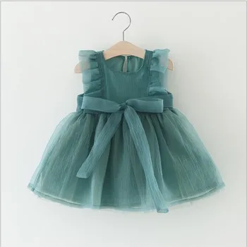 Niña Vestidos de Verano 0-3T 2019 Vestidos de las Niñas de la Princesa de los Niños de Bebé de Lujo de Cumpleaños de Malla Infantil Vestido sin Mangas Vestido de Fiesta