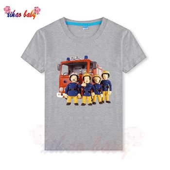Niños ropa de Bombero Diseño de la Camiseta de los Niños Niños/Niñas Tops de Manga Corta para Niños Divertidas camisetas niños camiseta camiseta de niños