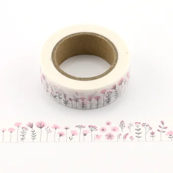 Nueva 10pcs/set 15MM*10M rosa flor Decorativa Washi Cinta de Papel DIY Scrapbooking Cinta Adhesiva de 10m de la Escuela de Suministros de Oficina